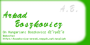 arpad boszkovicz business card